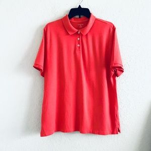 Lands’ End Polo Shirt Coral Cotton Short Sleeve Womens XL Preppy